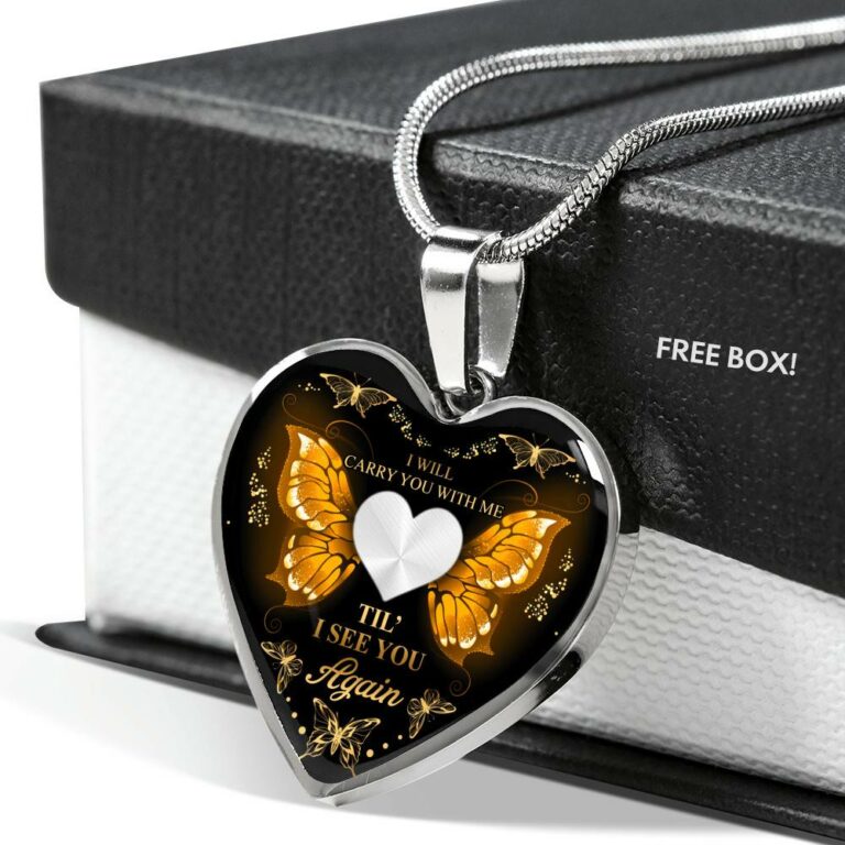 Personalized Photo I Will Carry You With Me Till I See You Again Heart Pendant Necklace