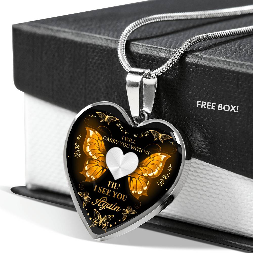 Personalized Photo I Will Carry You With Me Till I See You Again Heart Pendant Necklace Personalized Photo I Will Carry You With Me Till I See You Again Heart Pendant Necklace