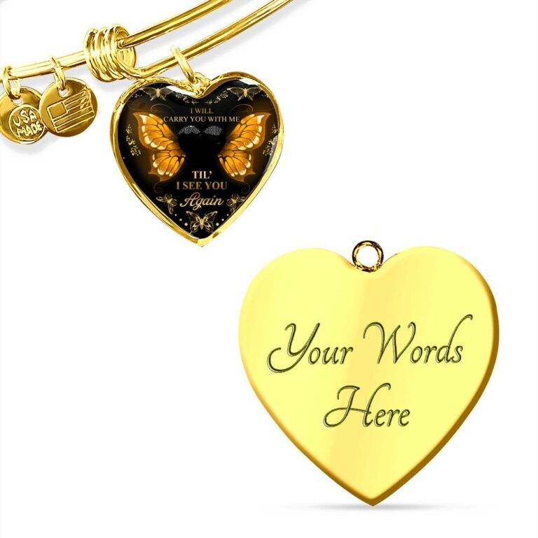Personalized Photo I Will Carry You With Me Till I See You Again Heart Pendant Necklace