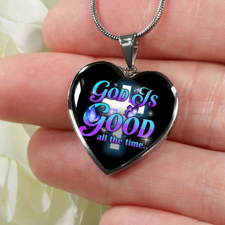 God Is Good All The Time Heart Pendant Necklace - Christian Jewelry Gift For Women