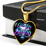 God Is Good All The Time Heart Pendant Necklace - Christian Jewelry Gift For Women