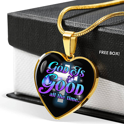 God Is Good All The Time Heart Pendant Necklace - Christian Jewelry Gift For Women