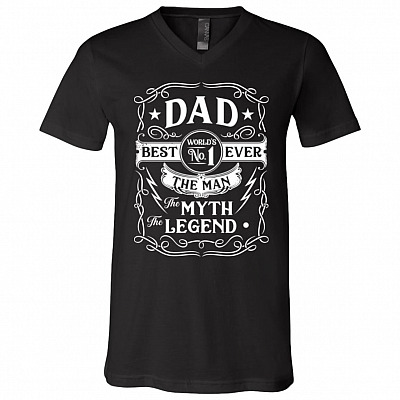 Dad The Man The Myth, Black, V-Neck T-Shirt