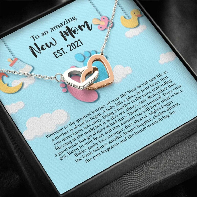 Personalized to An Amazing New Mom Interlocking Hearts Pendant Necklace