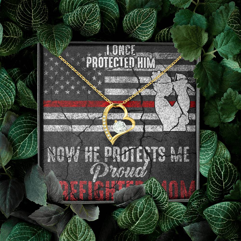 I Once Protected Him Now He Protects Me Proud Firefighter Mom American Flag Forever Love Pendant Necklace I Once Protected Him Now He Protects Me Proud Firefighter Mom American Flag Forever Love Pendant Necklace