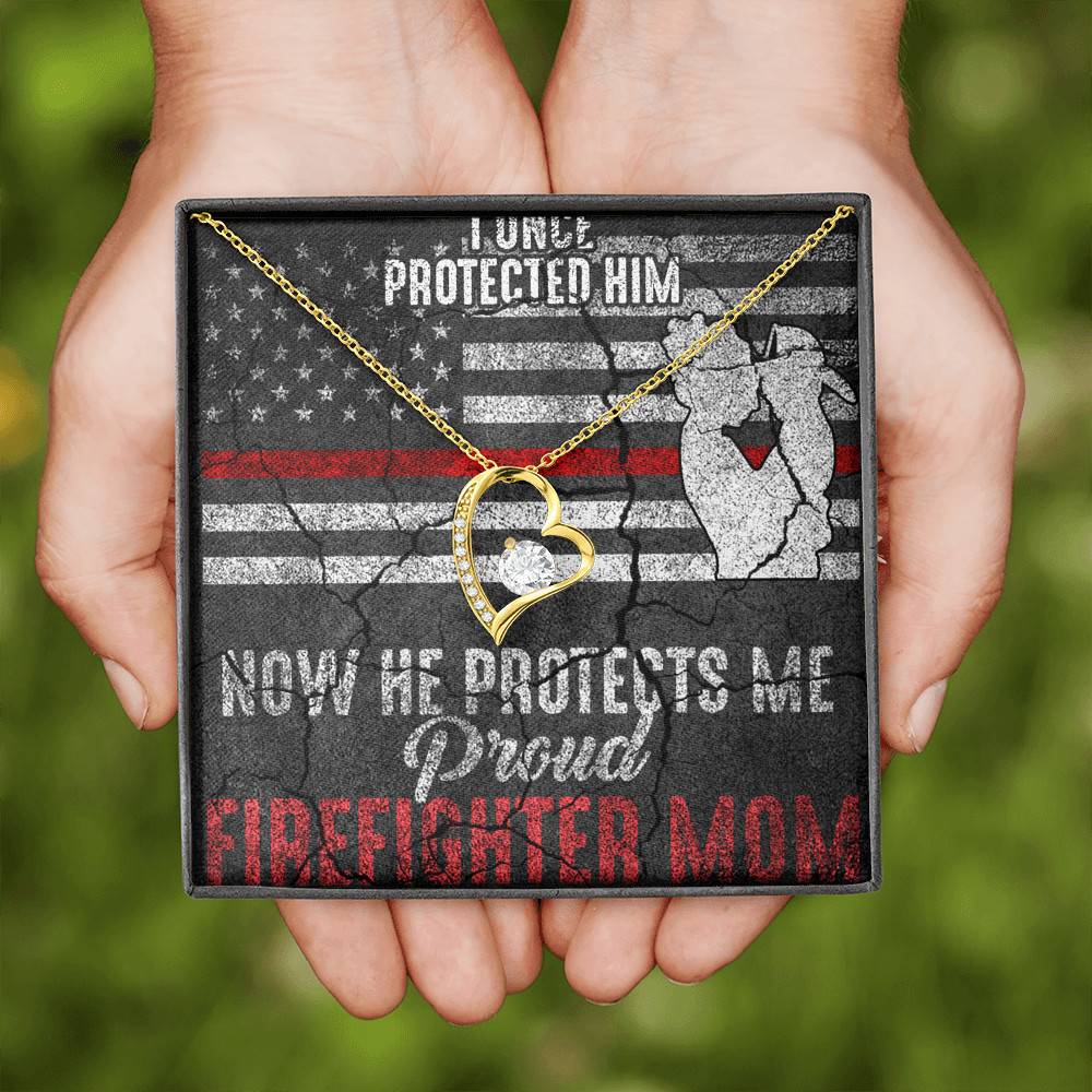 I Once Protected Him Now He Protects Me Proud Firefighter Mom American Flag Forever Love Pendant Necklace I Once Protected Him Now He Protects Me Proud Firefighter Mom American Flag Forever Love Pendant Necklace