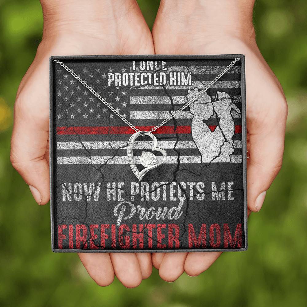 I Once Protected Him Now He Protects Me Proud Firefighter Mom American Flag Forever Love Pendant Necklace I Once Protected Him Now He Protects Me Proud Firefighter Mom American Flag Forever Love Pendant Necklace