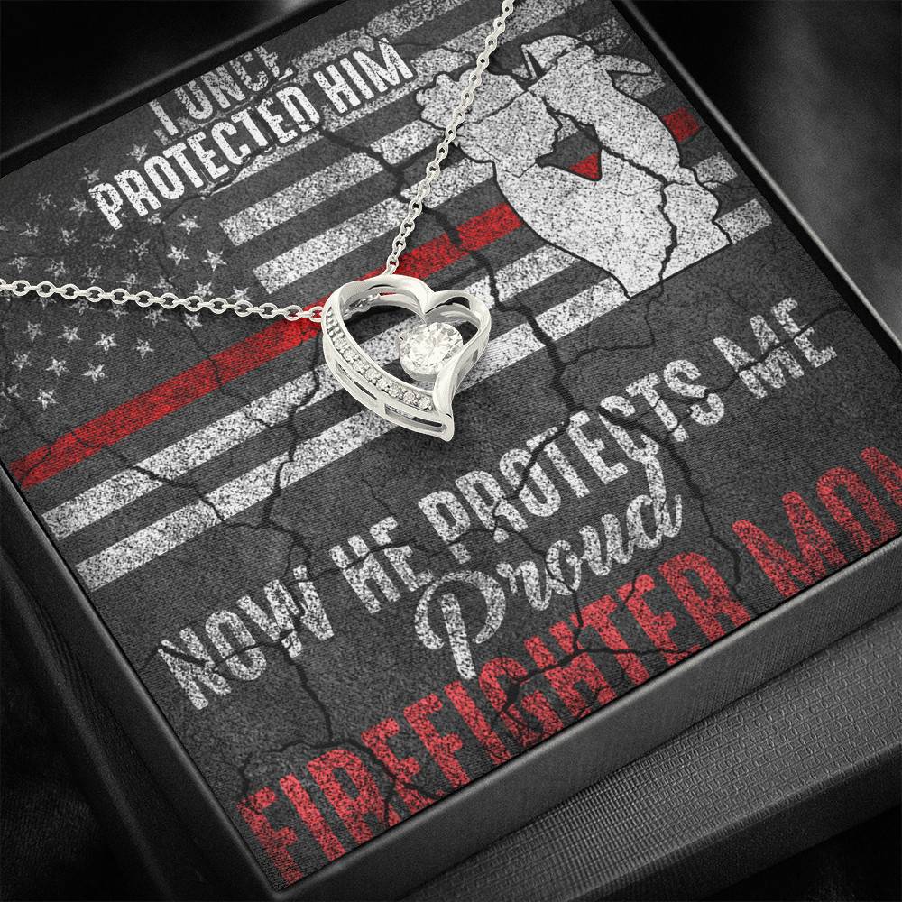 I Once Protected Him Now He Protects Me Proud Firefighter Mom American Flag Forever Love Pendant Necklace I Once Protected Him Now He Protects Me Proud Firefighter Mom American Flag Forever Love Pendant Necklace