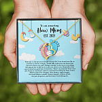 Personalized to An Amazing New Mom Infinity Heart Pendant Necklace