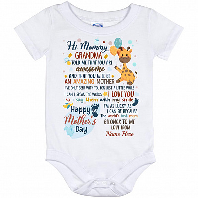 Personalized New Mom Onesie, White, Baby Onesie - 12 Month