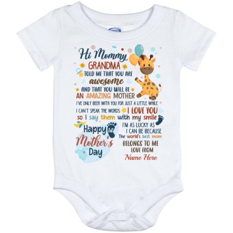 Personalized New Mom Onesie, White, Baby Onesie - 12 Month
