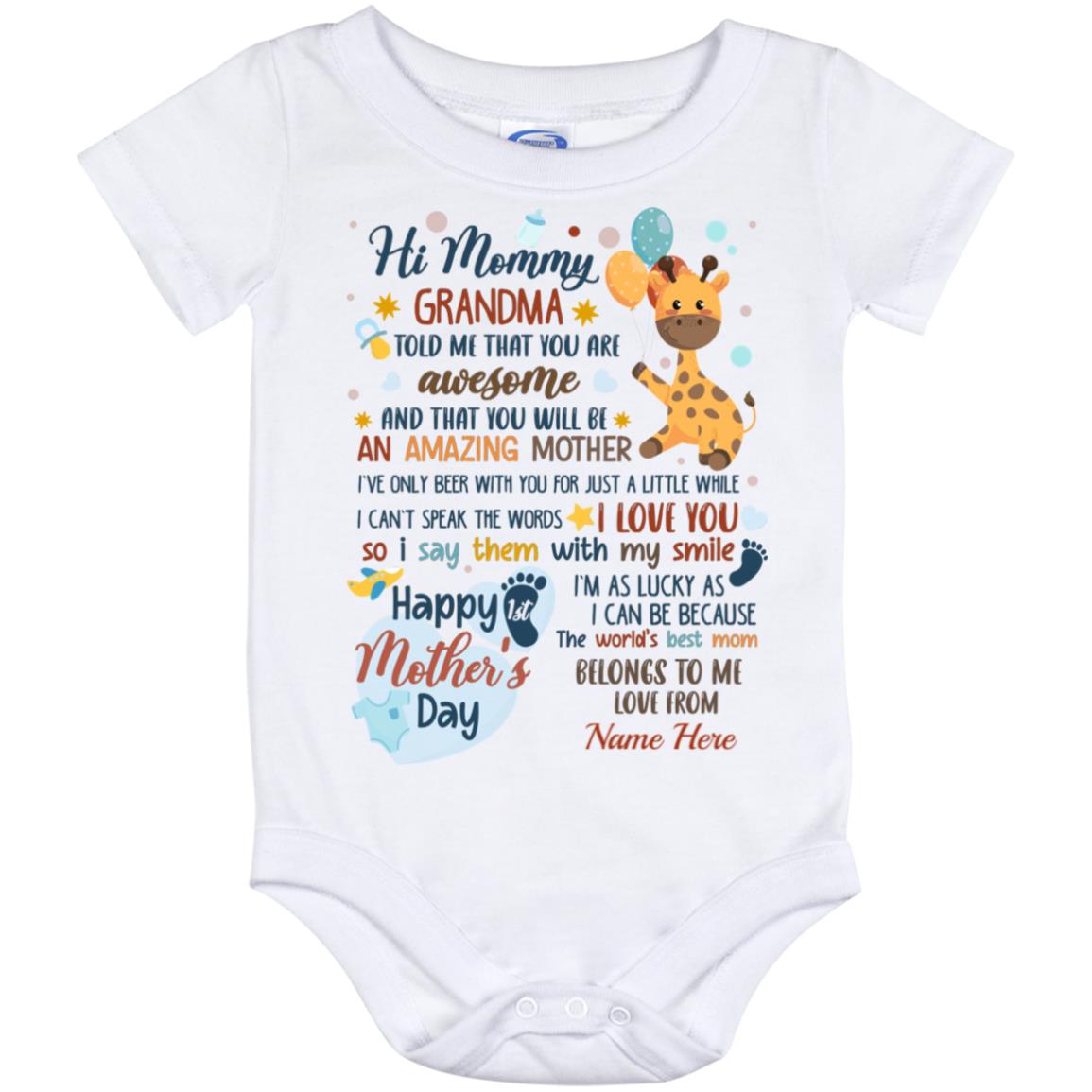 Personalized New Mom Onesie, White, Baby Onesie - 12 Month