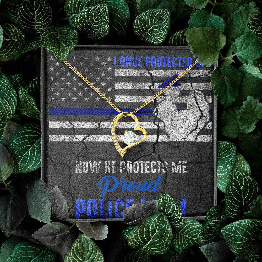 I Once Protected Him Now He Protects Me Proud Police Mom American Flag Forever Love Pendant Necklace I Once Protected Him Now He Protects Me Proud Police Mom American Flag Forever Love Pendant Necklace