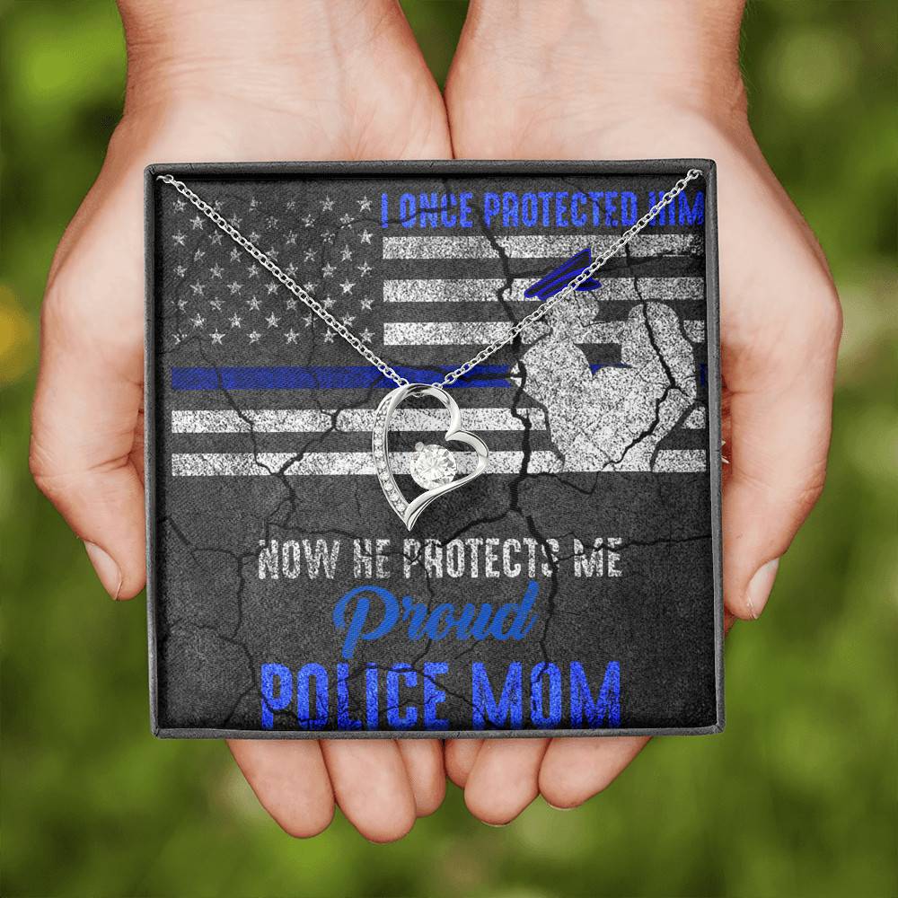 I Once Protected Him Now He Protects Me Proud Police Mom American Flag Forever Love Pendant Necklace I Once Protected Him Now He Protects Me Proud Police Mom American Flag Forever Love Pendant Necklace