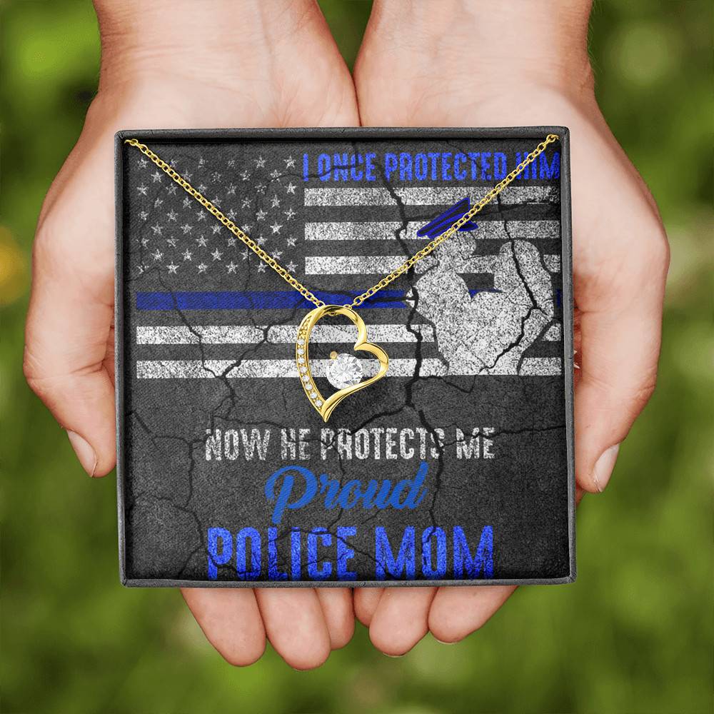 I Once Protected Him Now He Protects Me Proud Police Mom American Flag Forever Love Pendant Necklace I Once Protected Him Now He Protects Me Proud Police Mom American Flag Forever Love Pendant Necklace