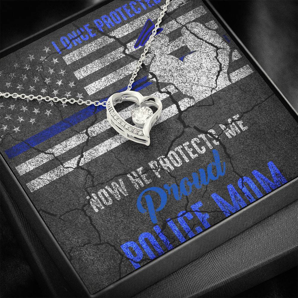 I Once Protected Him Now He Protects Me Proud Police Mom American Flag Forever Love Pendant Necklace I Once Protected Him Now He Protects Me Proud Police Mom American Flag Forever Love Pendant Necklace