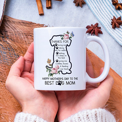 Alternative view of Thanks For Loving Me Happy Mother's Day To The Best Dog Mom Ceramic Coffee Mug - Beer Stein - Water Bottle