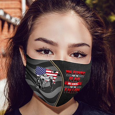 Alternative view of We Stand for The Flag We Keel for The Fallen Military Mask - Veteran Gifts Reusable Cloth Face Mask Cover