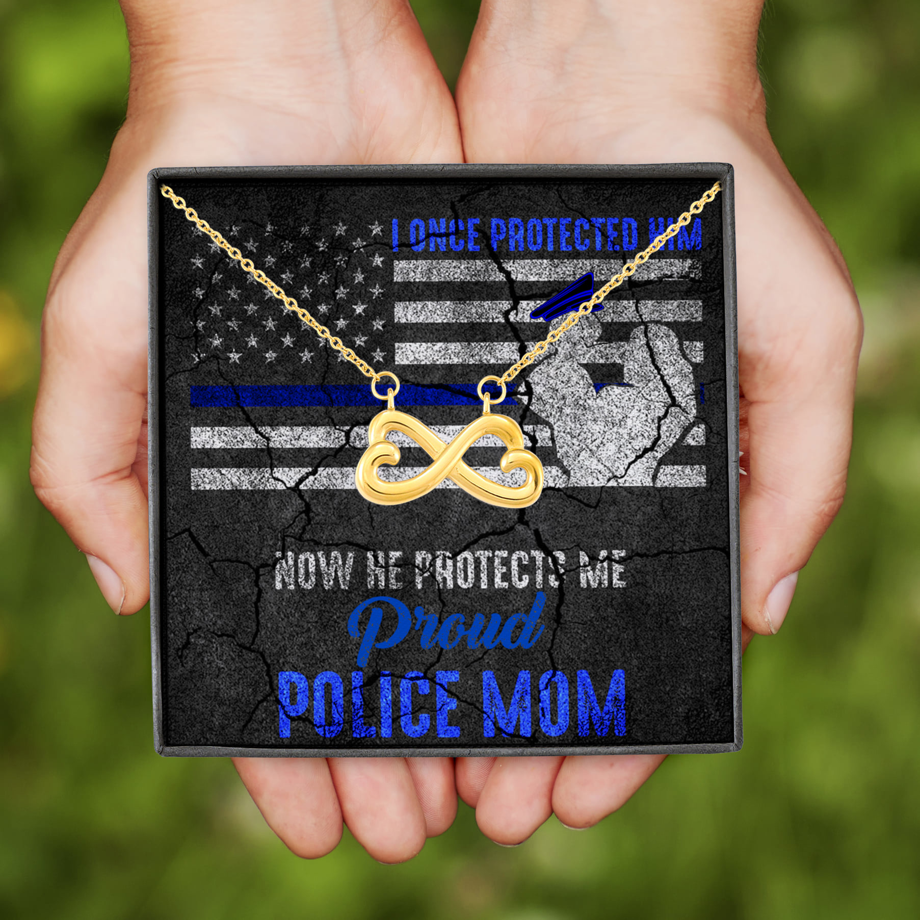 6LV. I Once Protected Him Police Mess Infinity Heart Necklace (Gold)