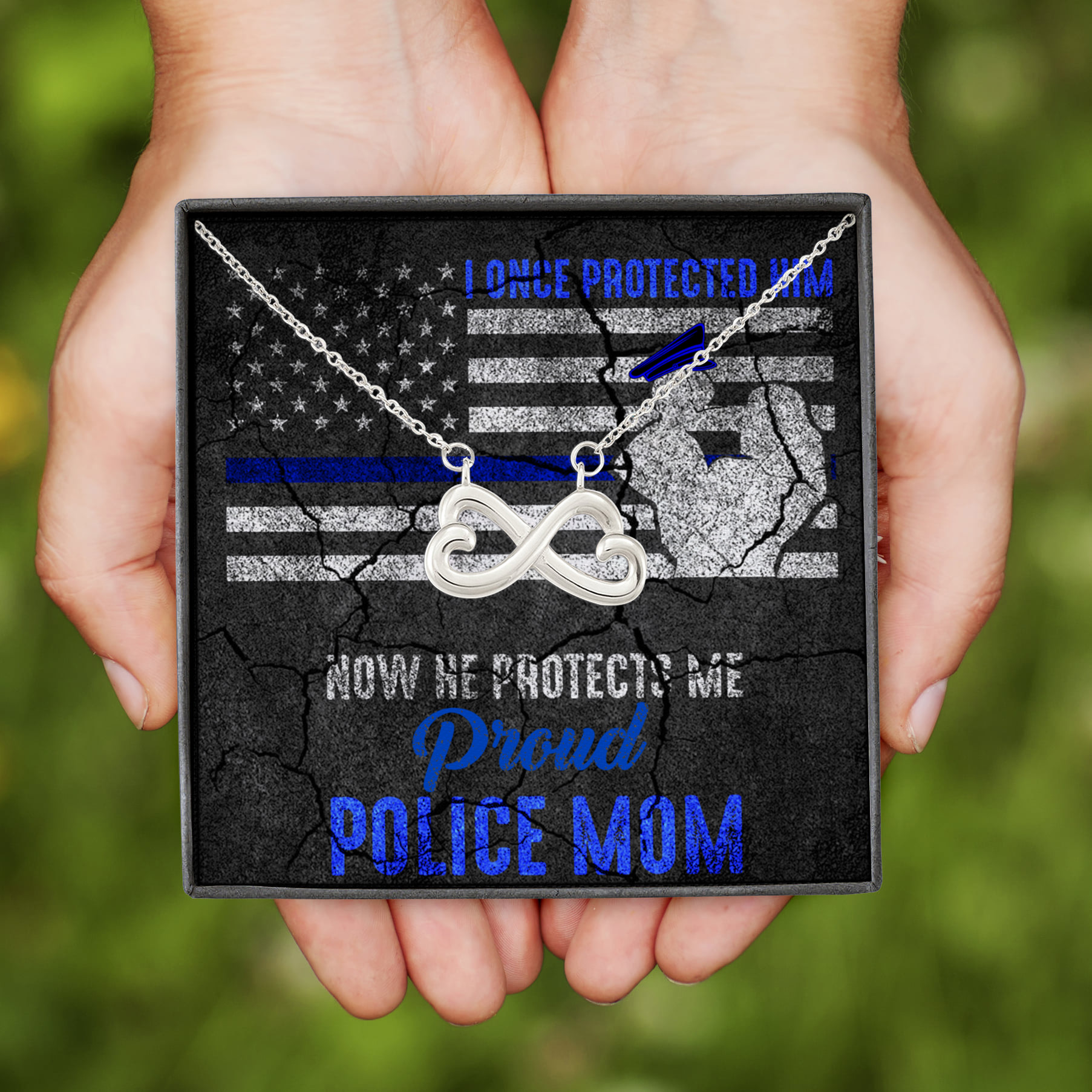 6LV. I Once Protected Him Police Mess Infinity Heart Necklace (Silver)