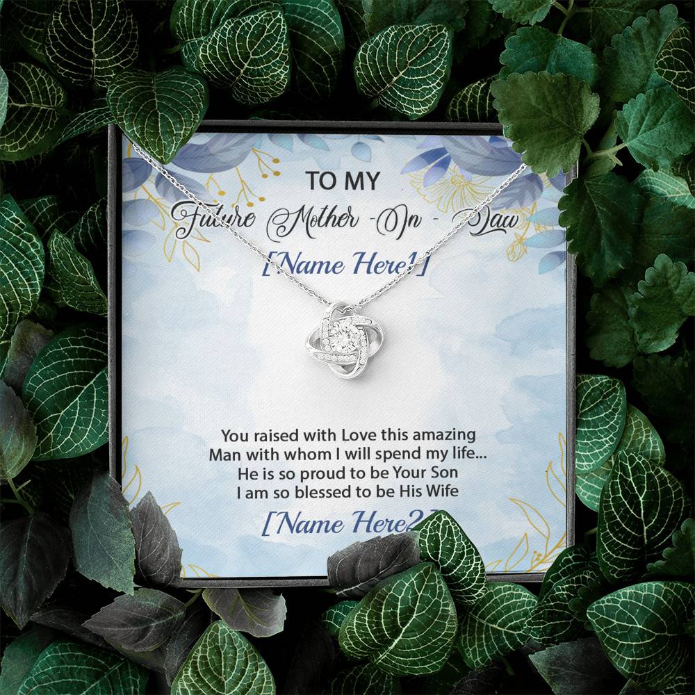 Personalized Text To My Future Mother-In-Law Saying I'm So Blessed To Be His Wife Saying Love Knot Necklace Personalized Text To My Future Mother-In-Law Saying I'm So Blessed To Be His Wife Saying Love Knot Necklace