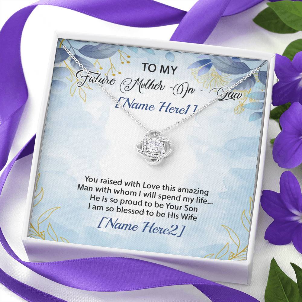 Personalized Text To My Future Mother-In-Law Saying I'm So Blessed To Be His Wife Saying Love Knot Necklace Personalized Text To My Future Mother-In-Law Saying I'm So Blessed To Be His Wife Saying Love Knot Necklace