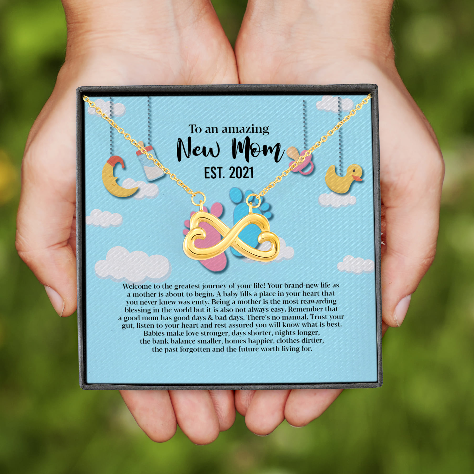 7NH. New Mom mk2 Infinity Heart Necklace (Gold)