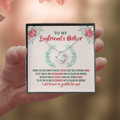To My Boyfriend's Mother Thank You for Always Fiercely You Son Love Knot Necklace