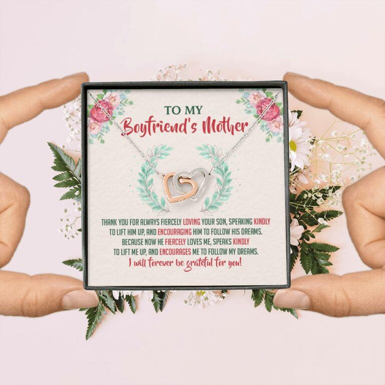 To My Boyfriend's Mother Thank You for Always Fiercely You Son Joined Interlocking Hearts Necklace