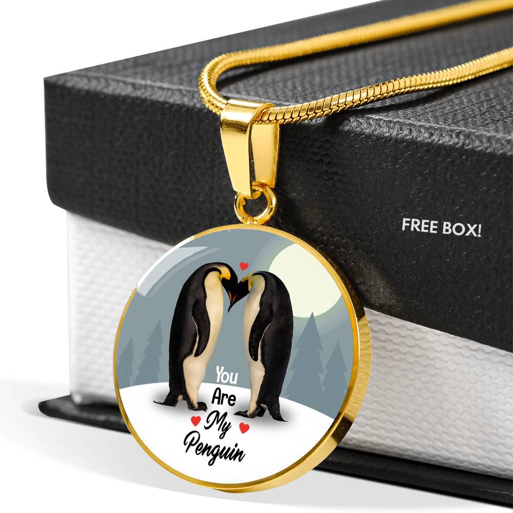 You Are My Penguin Circle Pendant Necklace - Penguin Gift Necklace - Anniversary Gift Necklace-Bangle You Are My Penguin Circle Pendant Necklace - Penguin Gift Necklace - Anniversary Gift Necklace-Bangle