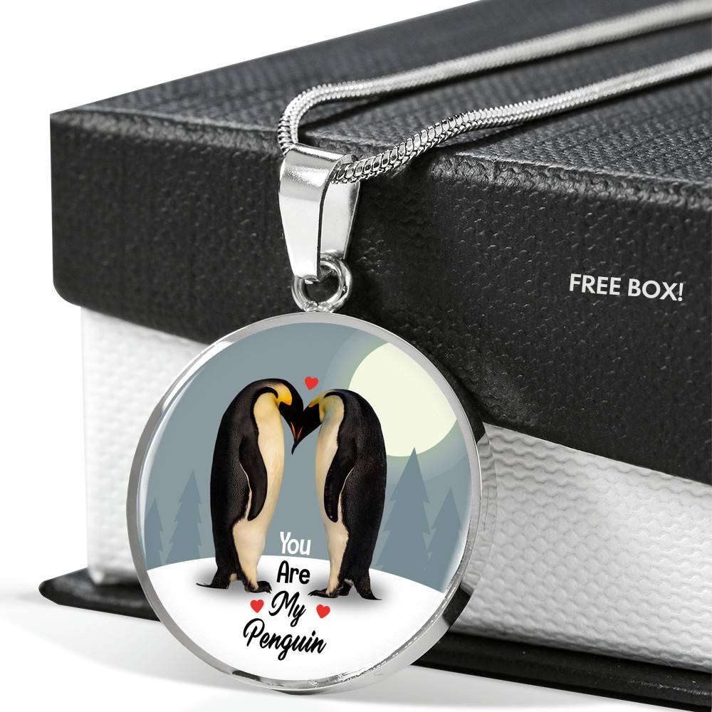 You Are My Penguin Circle Pendant Necklace - Penguin Gift Necklace - Anniversary Gift Necklace-Bangle You Are My Penguin Circle Pendant Necklace - Penguin Gift Necklace - Anniversary Gift Necklace-Bangle