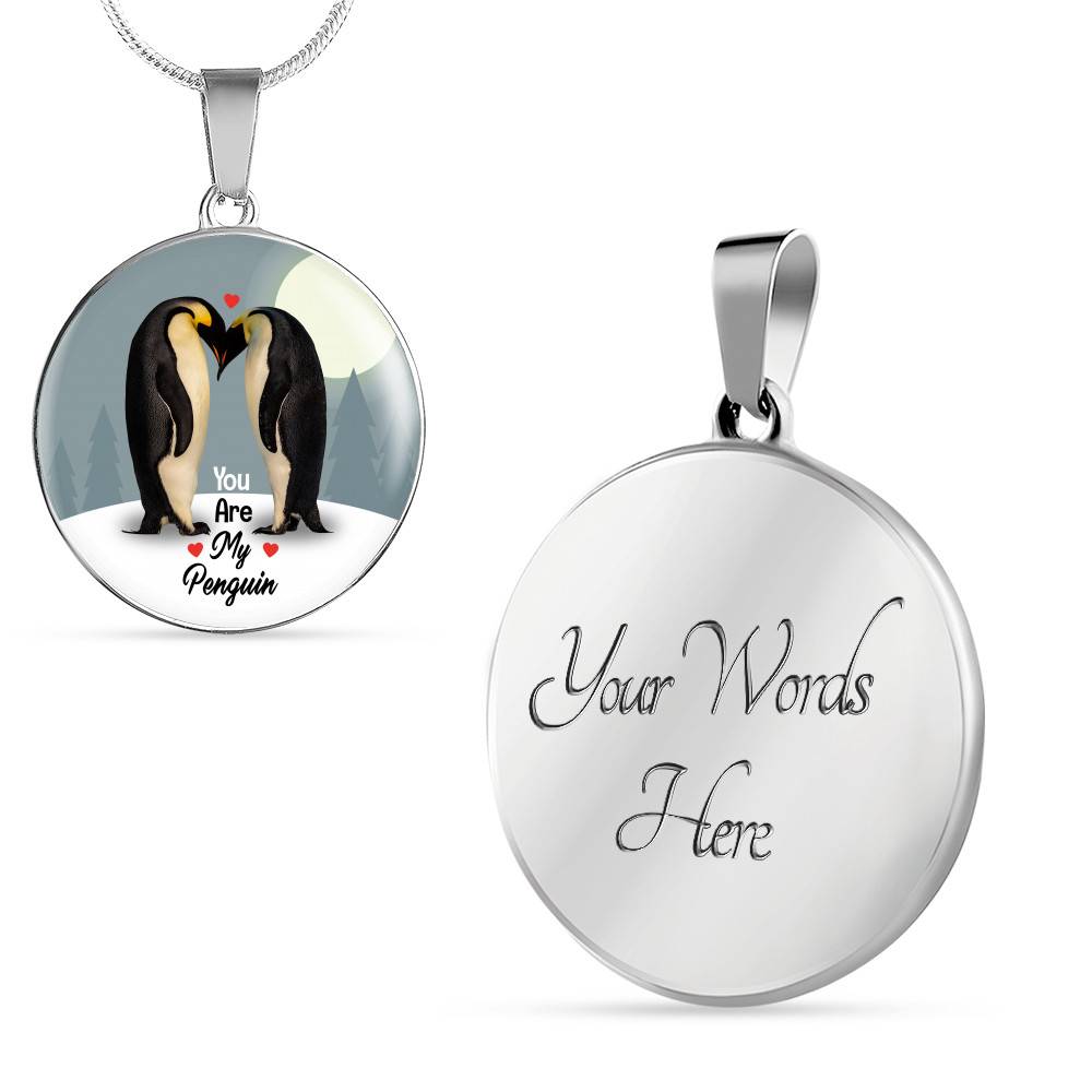 You Are My Penguin Circle Pendant Necklace - Penguin Gift Necklace - Anniversary Gift Necklace-Bangle You Are My Penguin Circle Pendant Necklace - Penguin Gift Necklace - Anniversary Gift Necklace-Bangle