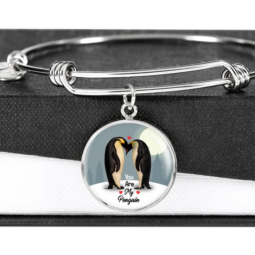 You Are My Penguin Circle Pendant Necklace - Penguin Gift Necklace - Anniversary Gift Necklace-Bangle You Are My Penguin Circle Pendant Necklace - Penguin Gift Necklace - Anniversary Gift Necklace-Bangle