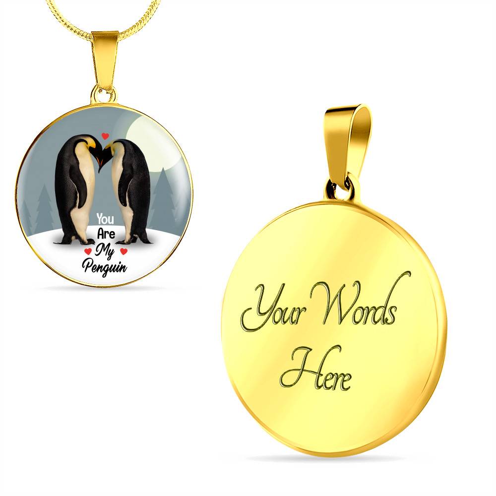 You Are My Penguin Circle Pendant Necklace - Penguin Gift Necklace - Anniversary Gift Necklace-Bangle You Are My Penguin Circle Pendant Necklace - Penguin Gift Necklace - Anniversary Gift Necklace-Bangle