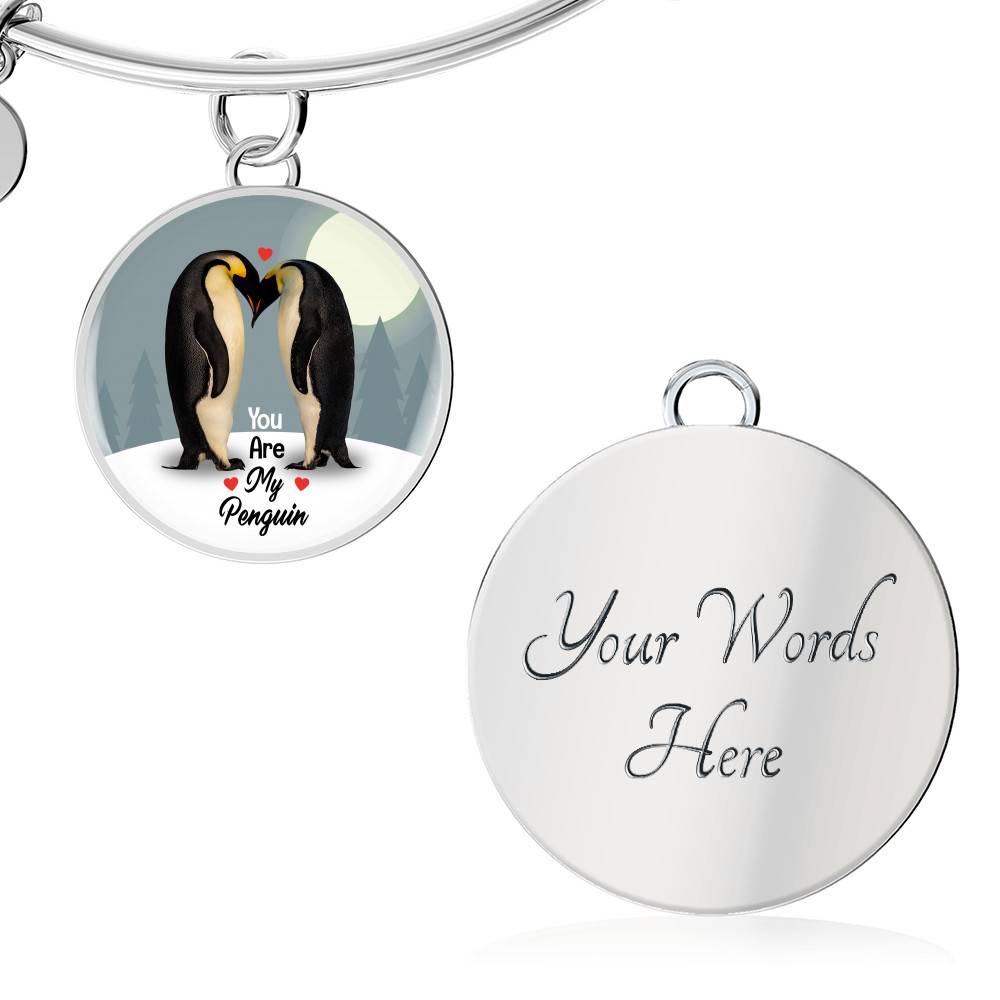 You Are My Penguin Circle Pendant Necklace - Penguin Gift Necklace - Anniversary Gift Necklace-Bangle You Are My Penguin Circle Pendant Necklace - Penguin Gift Necklace - Anniversary Gift Necklace-Bangle