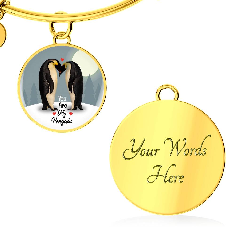 You Are My Penguin Circle Pendant Necklace - Penguin Gift Necklace - Anniversary Gift Necklace-Bangle You Are My Penguin Circle Pendant Necklace - Penguin Gift Necklace - Anniversary Gift Necklace-Bangle