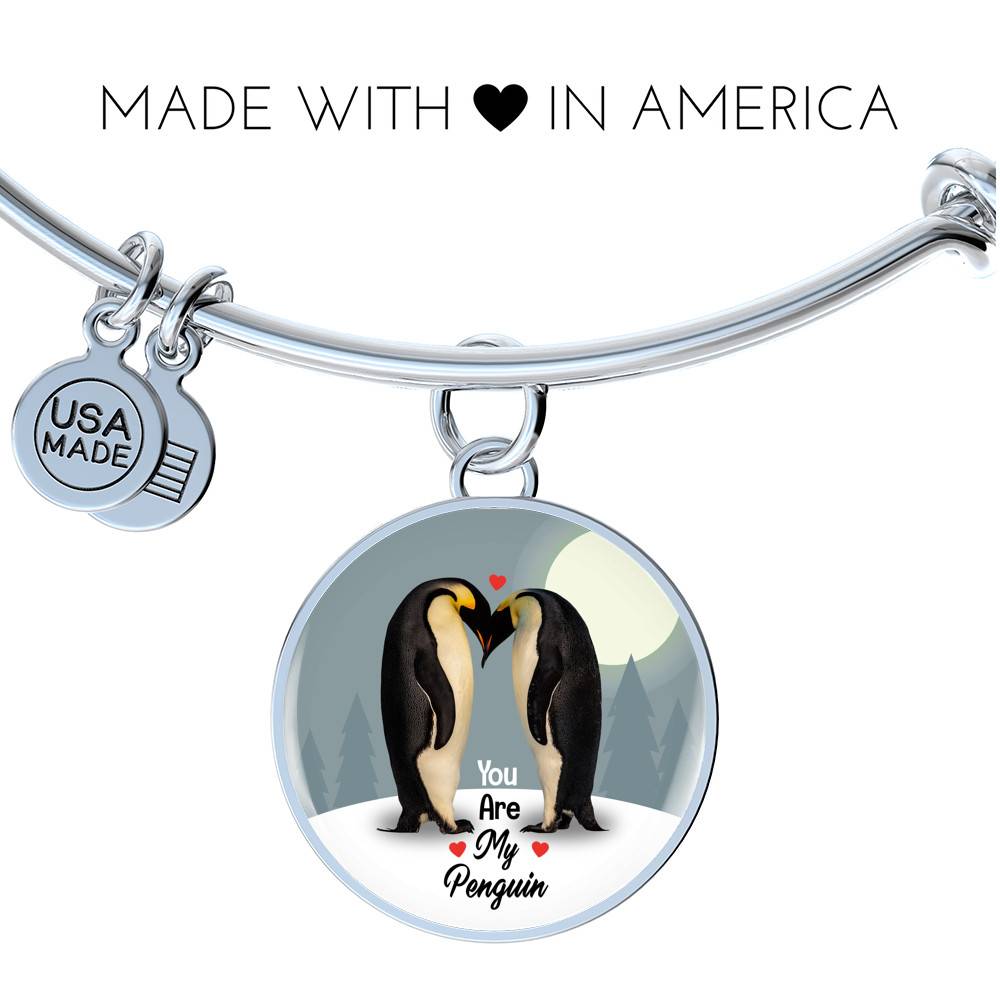 You Are My Penguin Circle Pendant Necklace - Penguin Gift Necklace - Anniversary Gift Necklace-Bangle You Are My Penguin Circle Pendant Necklace - Penguin Gift Necklace - Anniversary Gift Necklace-Bangle