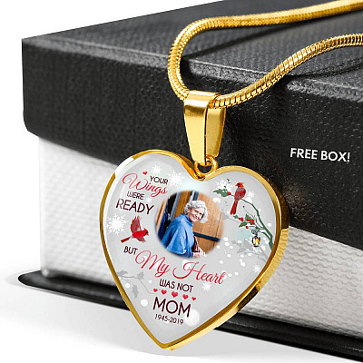 Personalized Photo Your Wings Were Ready But My Heart Was Not Cardinal Bird Heart Pendant Necklace – Bangle