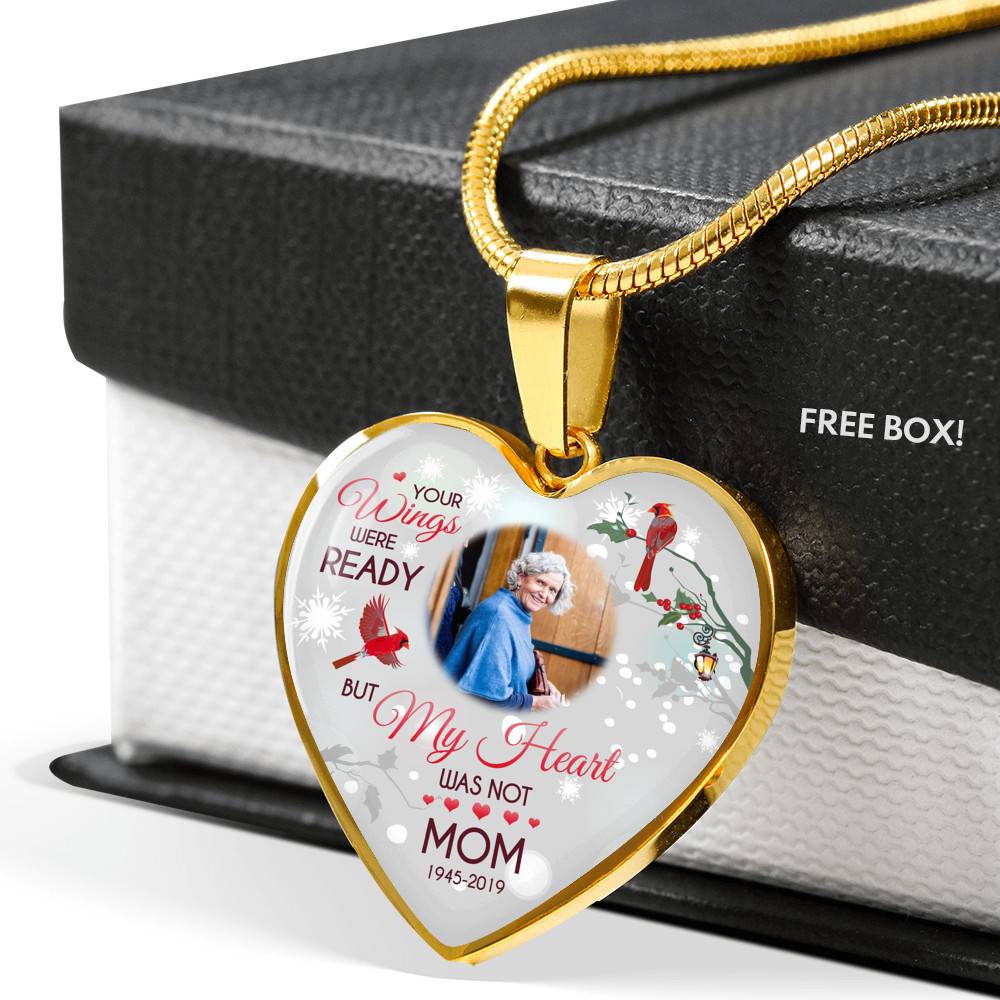 Personalized Photo Your Wings Were Ready But My Heart Was Not Cardinal Bird Heart Pendant Necklace – Bangle