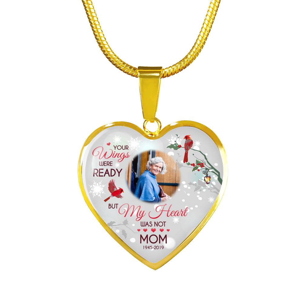 Personalized Photo Your Wings Were Ready But My Heart Was Not Cardinal Bird Heart Pendant Necklace – Bangle