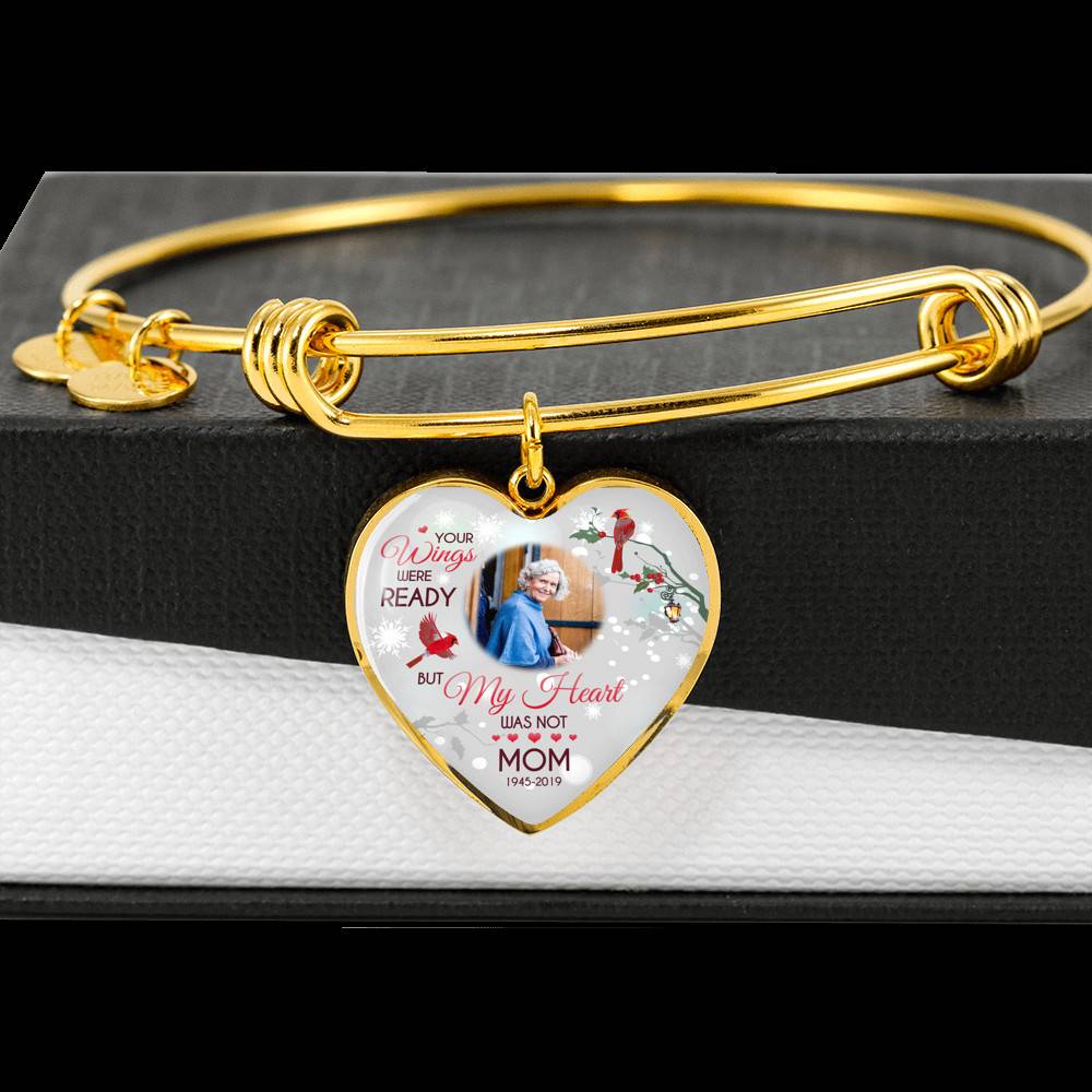 Personalized Photo Your Wings Were Ready But My Heart Was Not Cardinal Bird Heart Pendant Necklace – Bangle