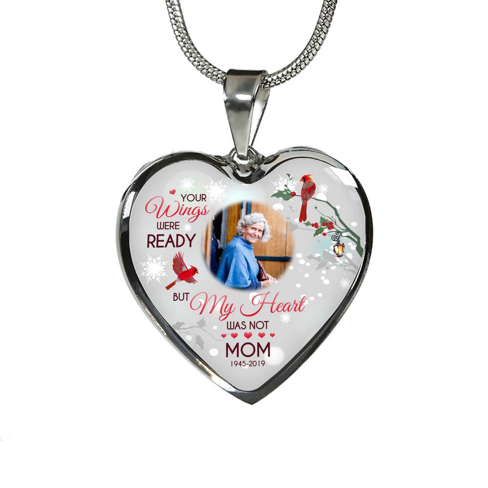 Personalized Photo Your Wings Were Ready But My Heart Was Not Cardinal Bird Heart Pendant Necklace – Bangle