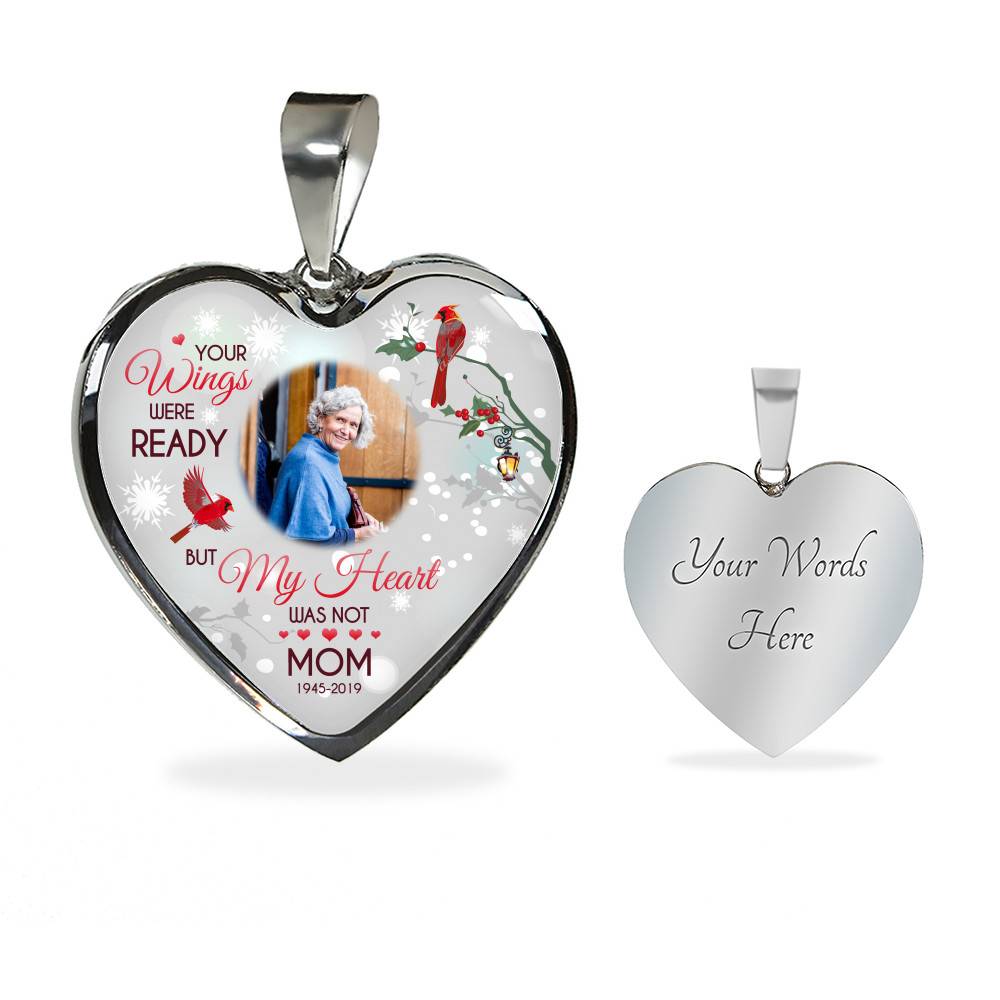 Personalized Photo Your Wings Were Ready But My Heart Was Not Cardinal Bird Heart Pendant Necklace – Bangle