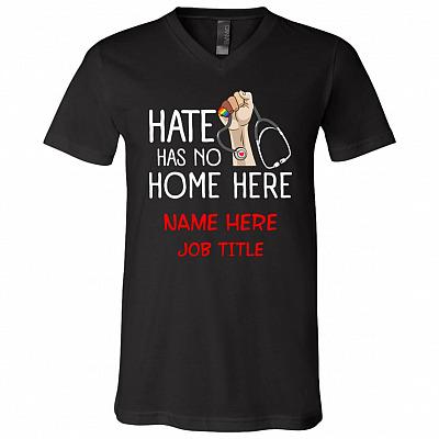 Personalized Nurse Gift T, Black, V-Neck T-Shirt