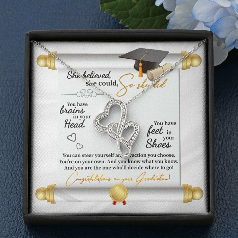 She Believed She Could So She Did Congratulations On Your Graduation Double Hearts Necklace