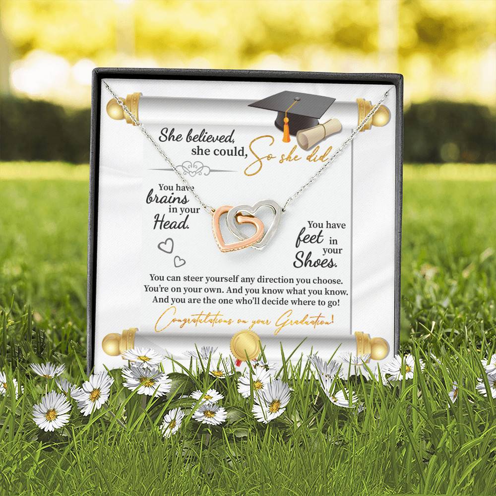 She Believed She Could So She Did Congratulations On Your Graduation Joined Interlocking Hearts Necklace She Believed She Could So She Did Congratulations On Your Graduation Joined Interlocking Hearts Necklace