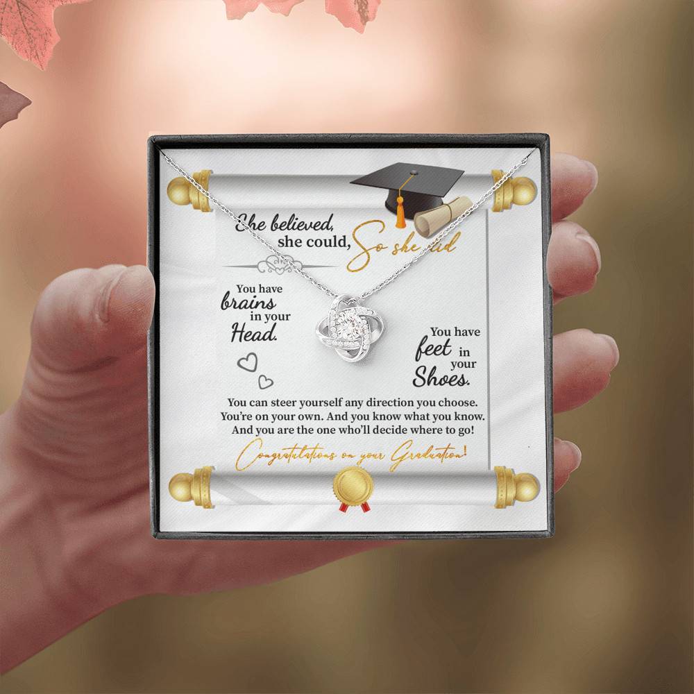 She Believed She Could So She Did Congratulations On Your Graduation Love Knot Necklace She Believed She Could So She Did Congratulations On Your Graduation Love Knot Necklace