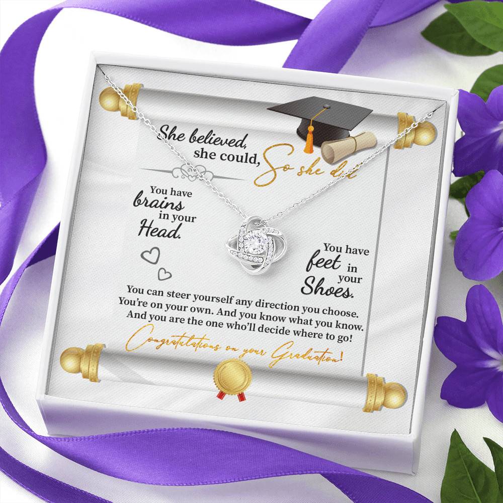 She Believed She Could So She Did Congratulations On Your Graduation Love Knot Necklace She Believed She Could So She Did Congratulations On Your Graduation Love Knot Necklace