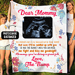 Personalized Custom Photo Dear Mommy Love The Bump Sonogram Picture Fleece Blanket - First Time Mom Gift