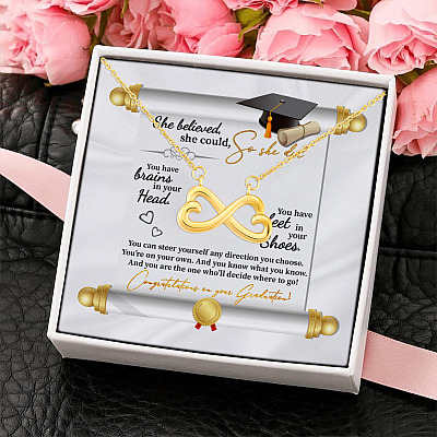 She Believed She Could So She Did Congratulations On Your Graduation Infinity Heart Pendant Necklace